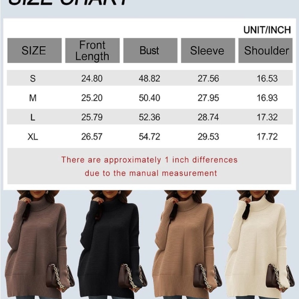 ๐ NWT ๐ - EFAN 2023 Fall Trendy Oversized Turtleneck Sweater - Picture 6 of 6